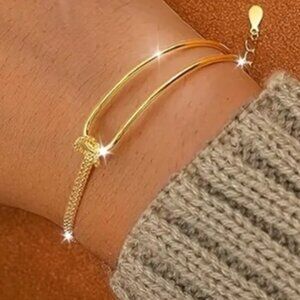 Gold Electro-Plated 925 Sterling Silver Elegant Minimalist Geometric Bracelet